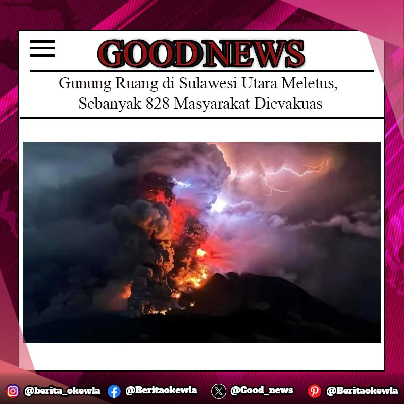 Gunung Ruang di Sulawesi Utara Meletus, Sebanyak 828 Masyarakat Dievakuas